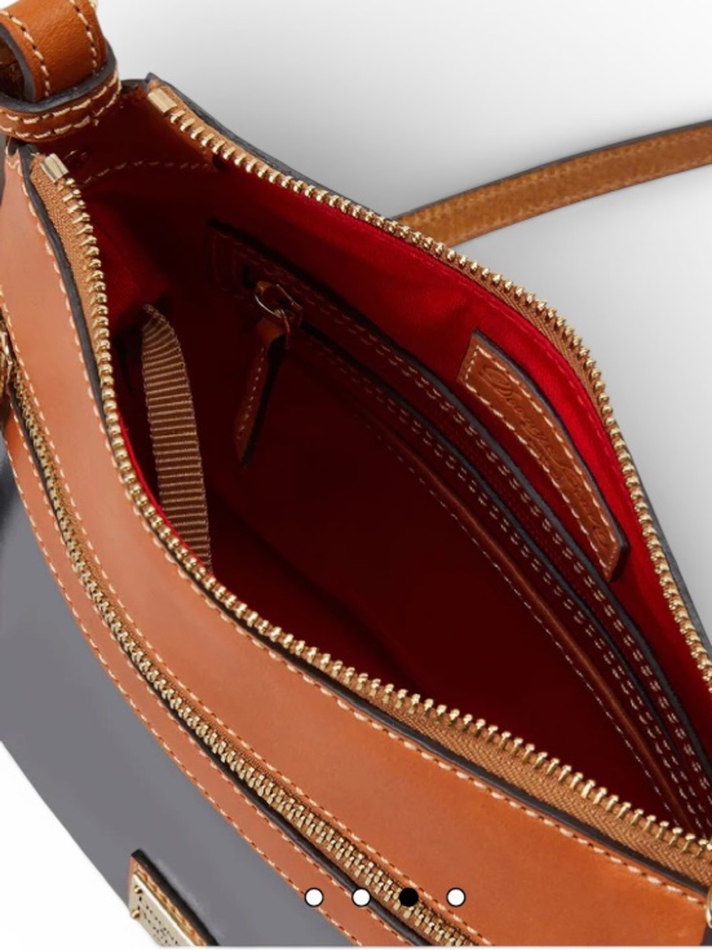 Dooney & Bourke Wexford leather Gray and Tan Leather Crossbody Bag nwt - Picture 4 of 4